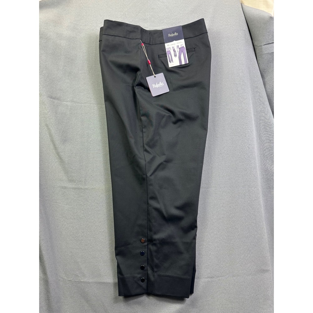 Rafaella Curvy Black Capri Pants Button Hem Cropped Trousers RSBB0066 Women 16